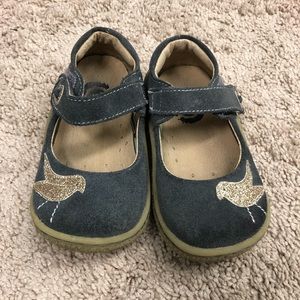 Livie and Luca gray suede pios